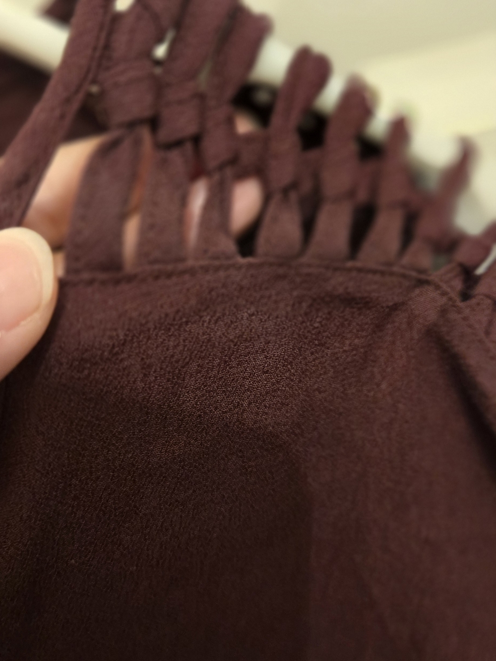GF Collection Short Sleeve Top in Deep Plum with Woven Shoulder Detail - Picture 2 of 4